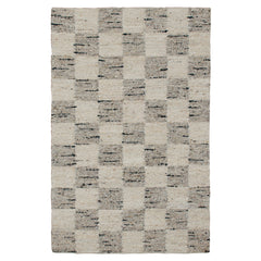 8' x 10' Beige Wool Checkered Hand Woven Area Rug