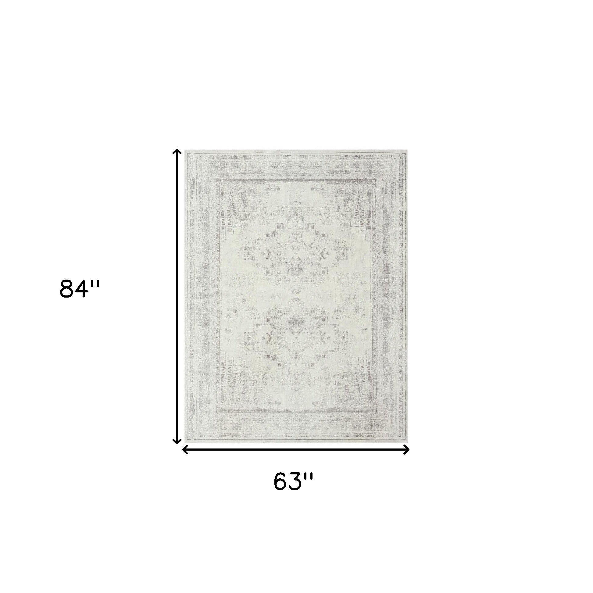 5' x 7' Gray Medallion Washable Non Skid Area Rug