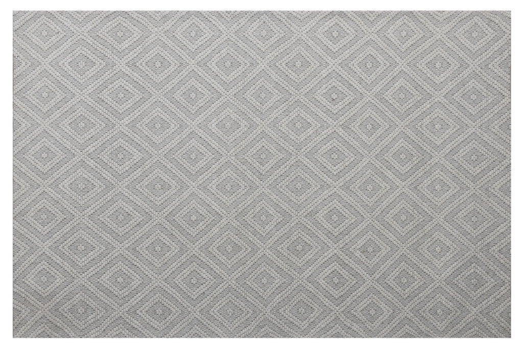 9' x 12' Ivory Wool Geometric Hand Woven Area Rug