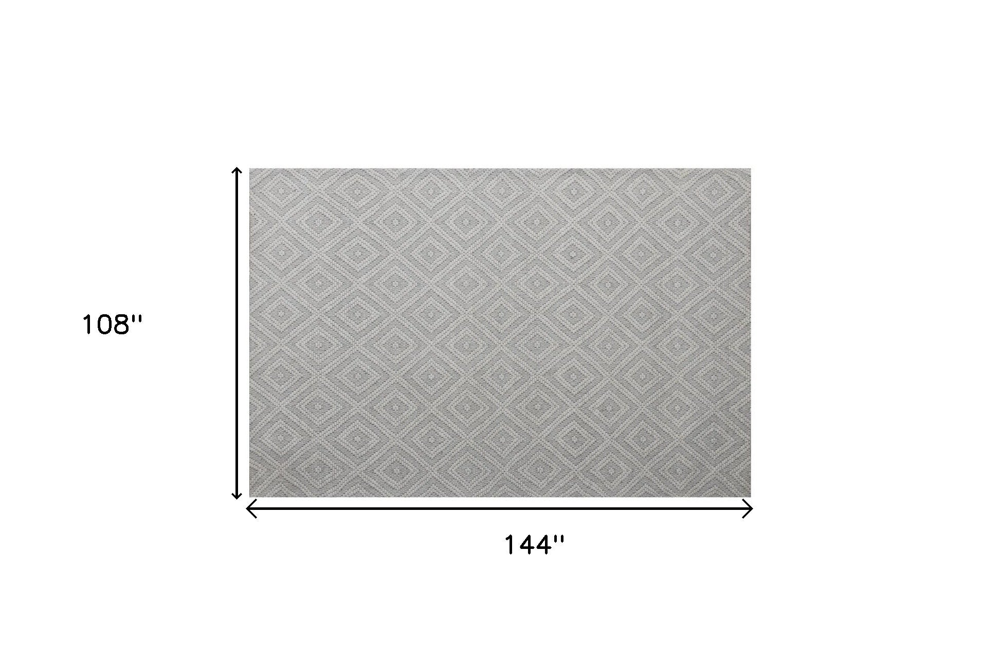 9' x 12' Ivory Wool Geometric Hand Woven Area Rug