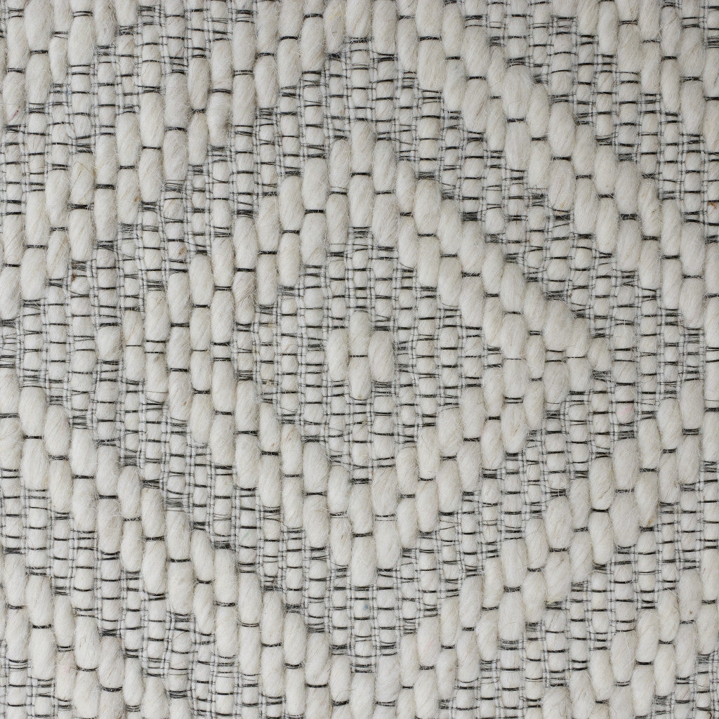 9' x 12' Ivory Wool Geometric Hand Woven Area Rug