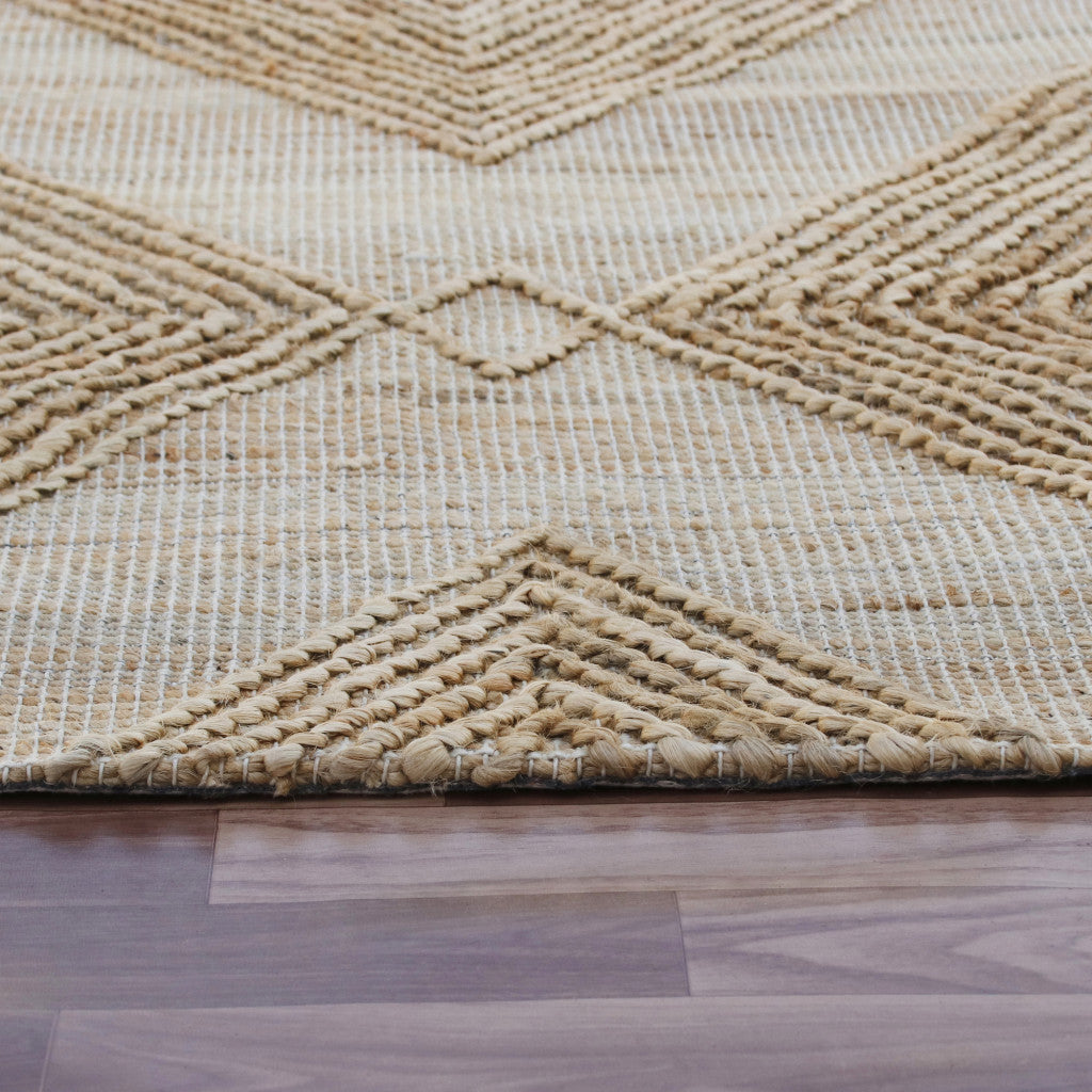 8' x 10' Brown Geometric Hand Woven Area Rug