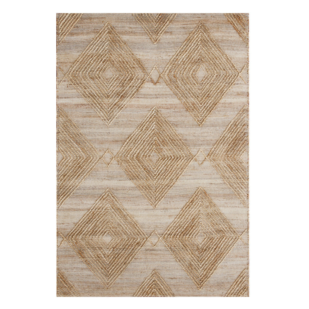8' x 10' Brown Geometric Hand Woven Area Rug