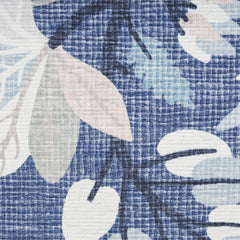 5' x 7' Blue and Off White Floral Power Loom Washable Non Skid Area Rug