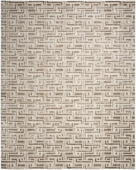 9' x 12' Brown Geometric Distressed Area Rug