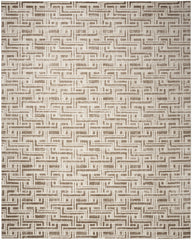 9' x 12' Brown Geometric Distressed Area Rug