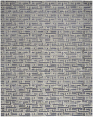 8' x 10' Blue Geometric Distressed Area Rug