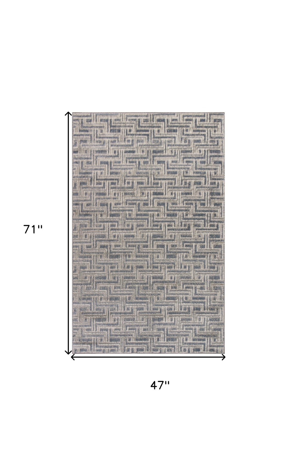 4' x 6' Blue Geometric Distressed Area Rug