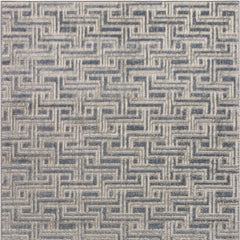 4' x 6' Blue Geometric Distressed Area Rug