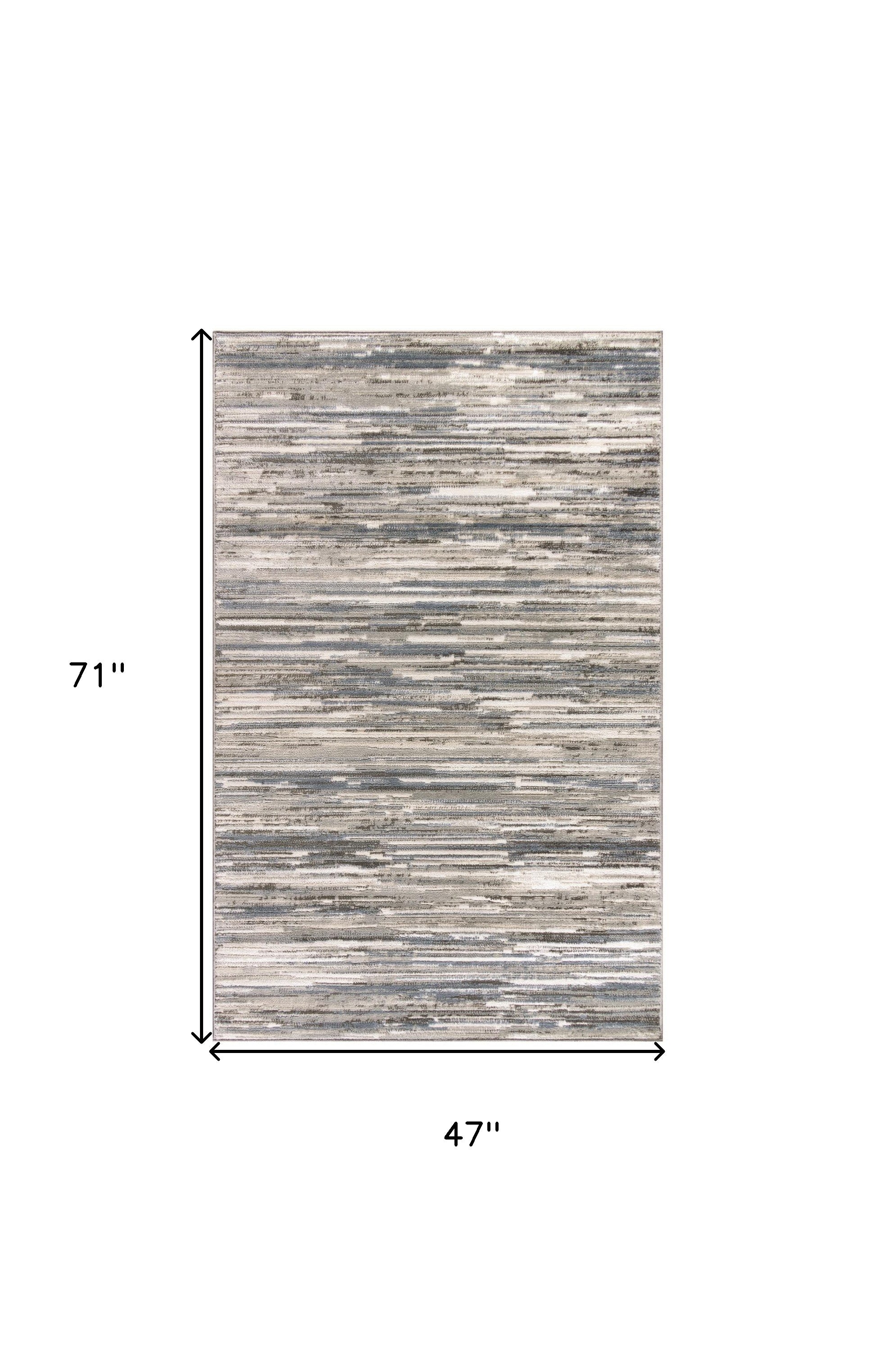 4' x 6' Cream Abstract Distressed Area Rug