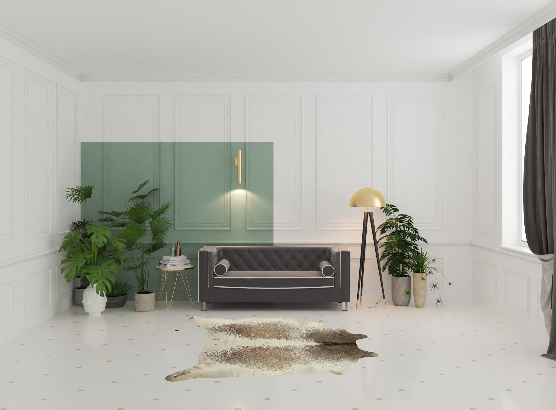 6' x 7' Brown and White Cowhide Hand Knotted Area Rug