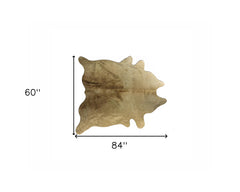 5' x 7' Gold Cowhide Hand Knotted Area Rug