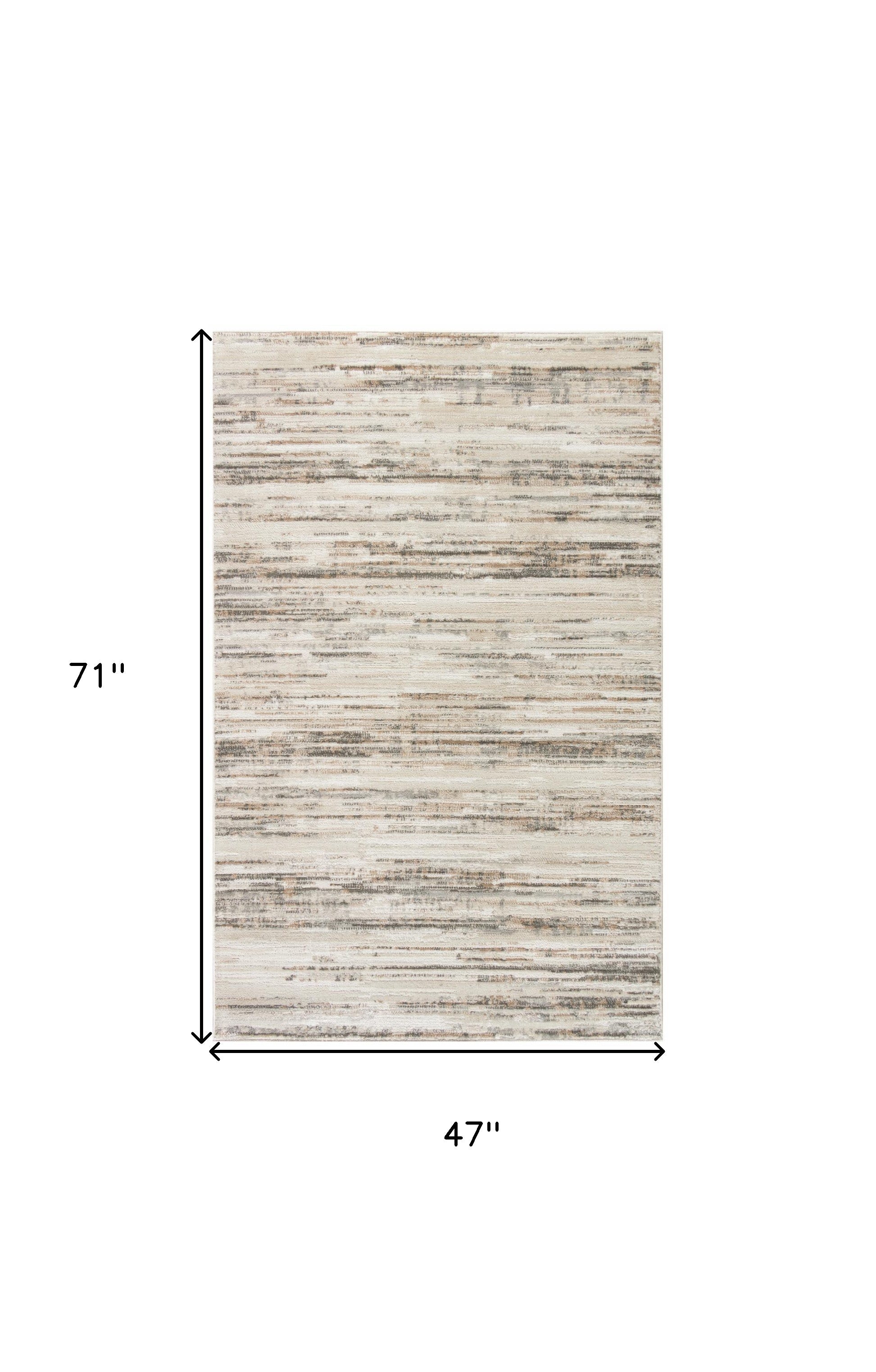 4' x 6' Cream Abstract Distressed Area Rug