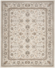 9' x 12' Cream Floral Distressed Area Rug