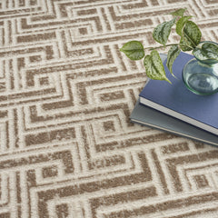 8' x 10' Brown Geometric Distressed Area Rug