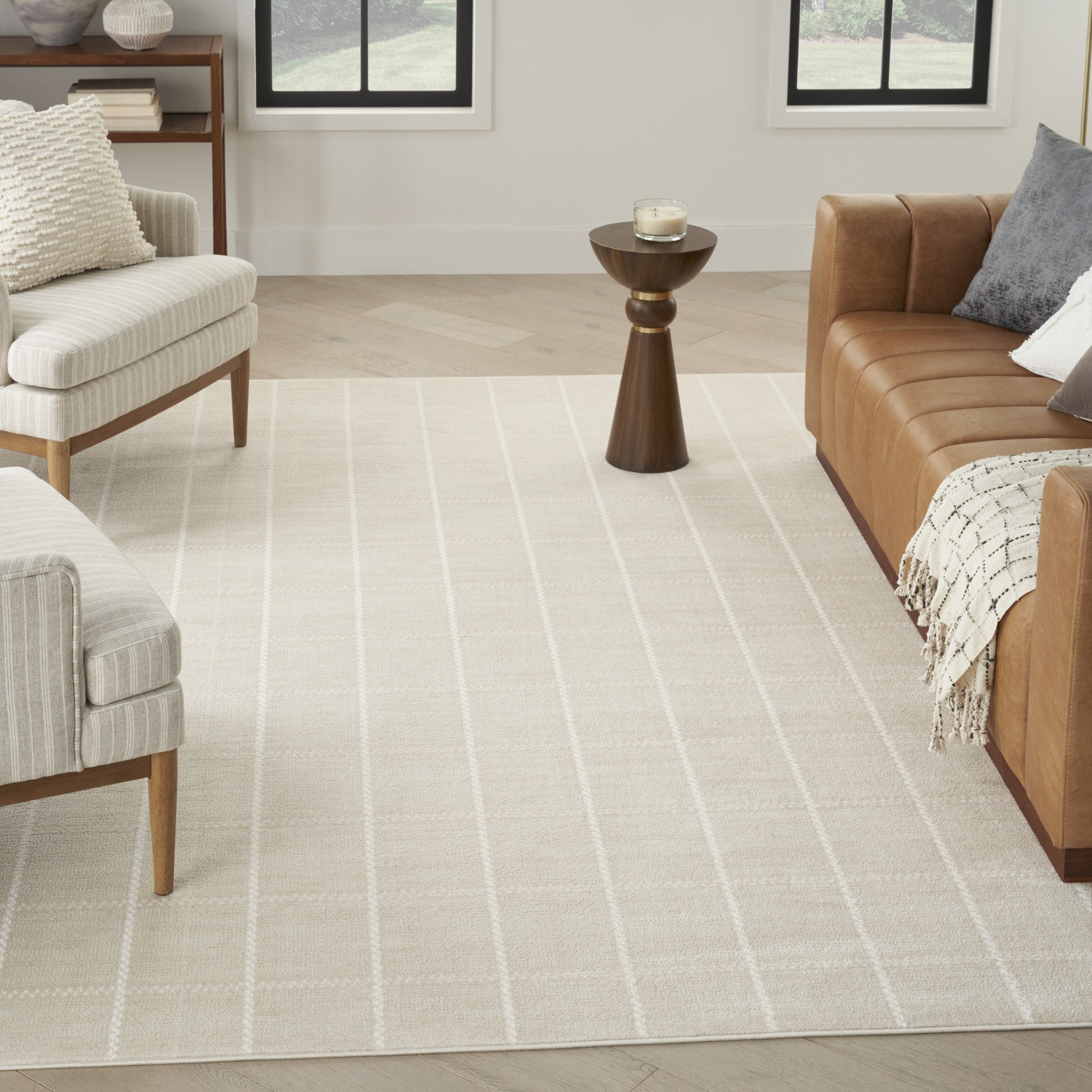 8' x 10' Cream Geometric Area Rug