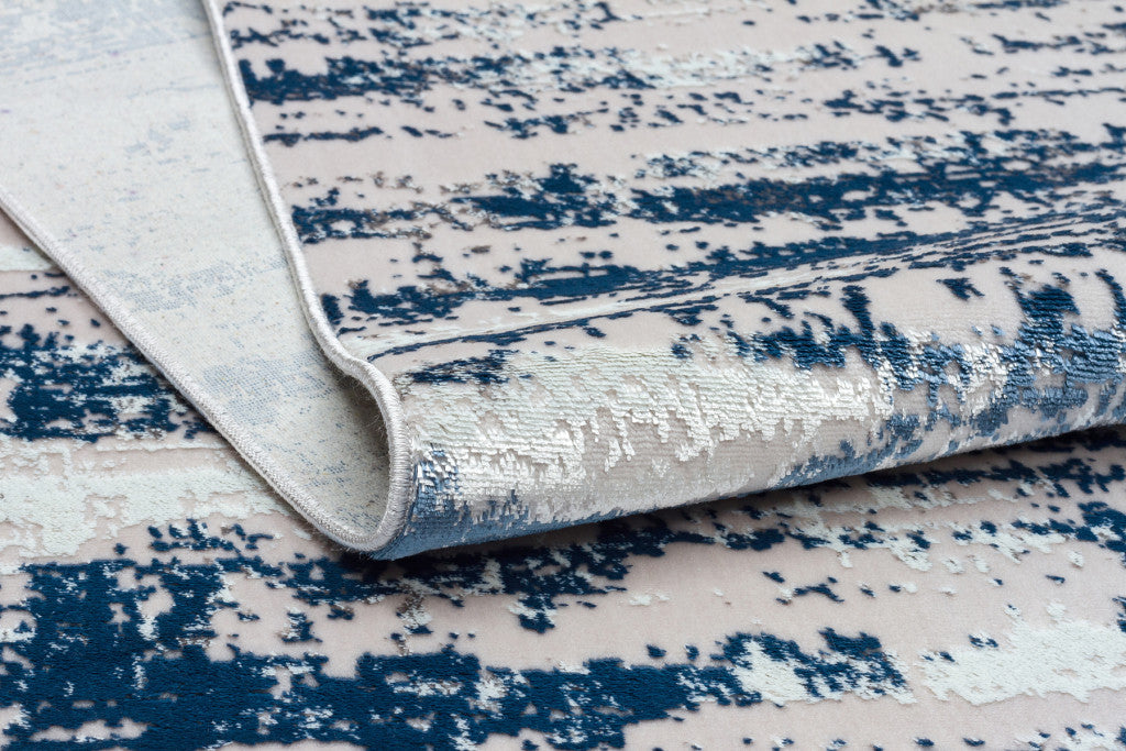 5' x 8' Navy Blue Abstract Washable Non Skid Area Rug