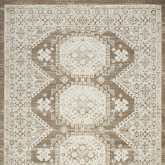 5' x 7' Brown Geometric Distressed Area Rug