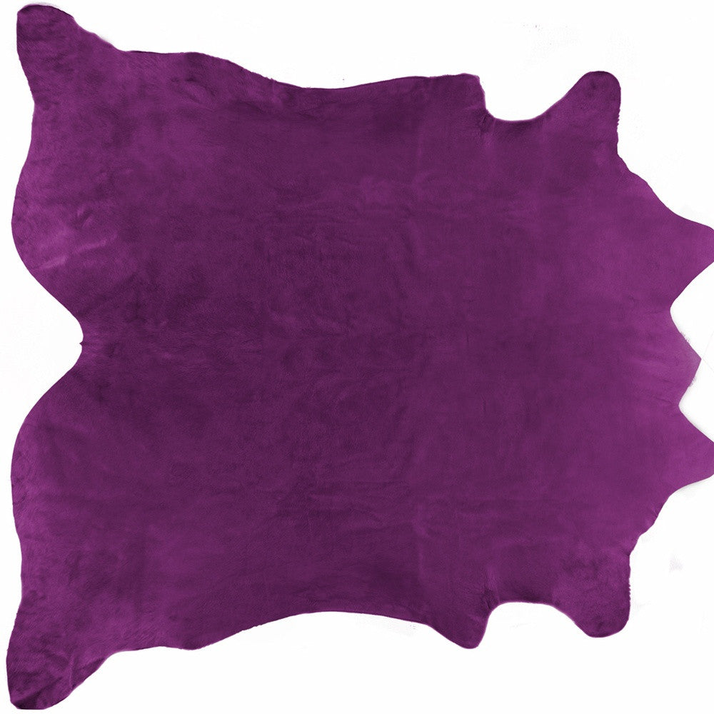 6' x 7' Plum Cowhide Handmade Area Rug