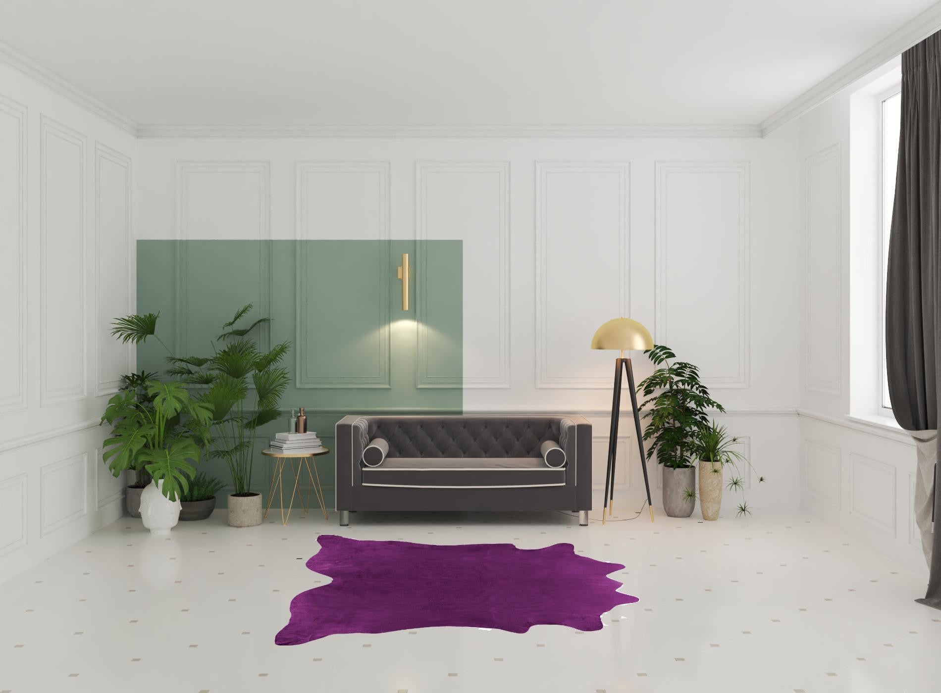 6' x 7' Plum Cowhide Handmade Area Rug