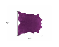 6' x 7' Plum Cowhide Handmade Area Rug