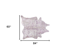 5' x 7' Gray and Pink Cowhide Hand Knotted Area Rug