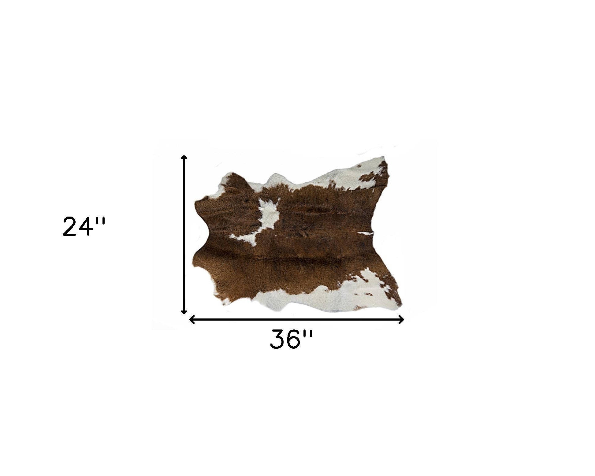2' x 3' Brown and White Cowhide Hand Tufted Area Rug