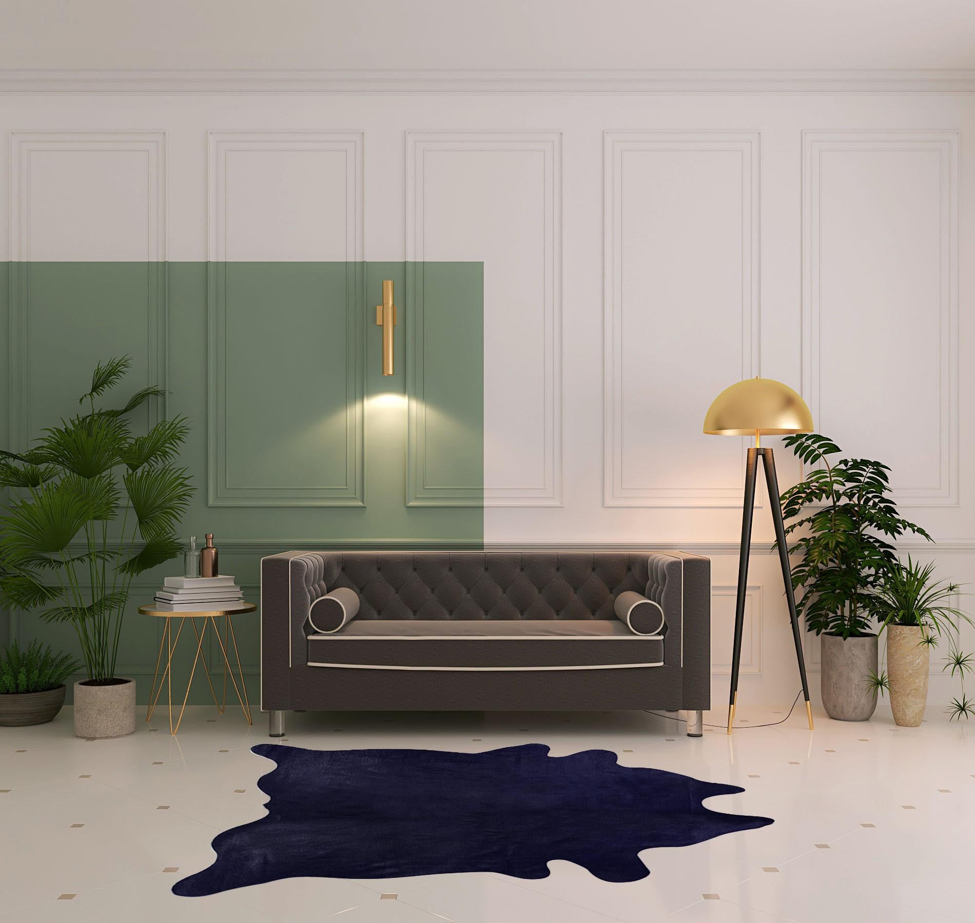 5' x 7' Midnight Cowhide Hand Knotted Area Rug