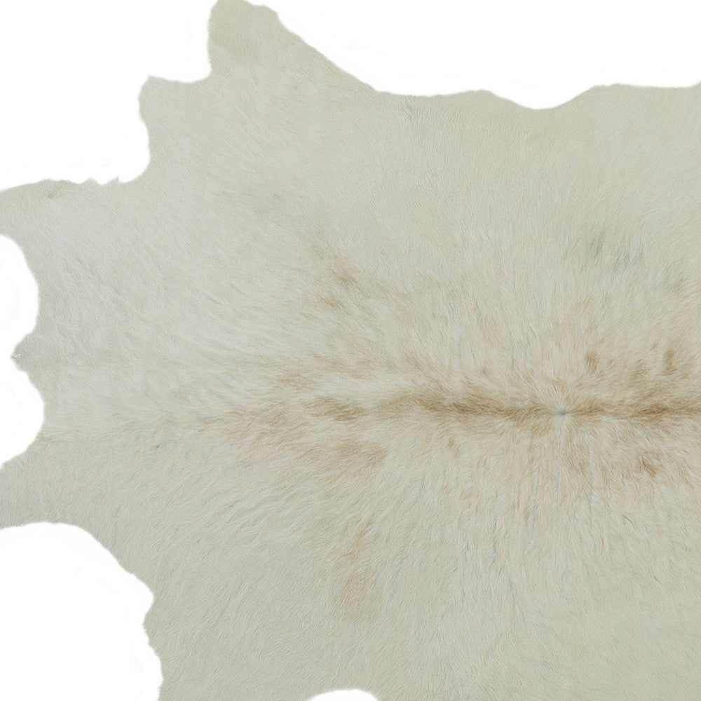 2' x 3' Off White Cowhide Hand Knotted Area Rug
