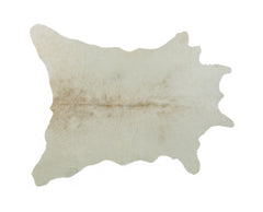 2' x 3' Off White Cowhide Hand Knotted Area Rug