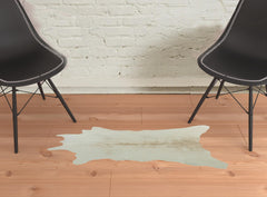 2' x 3' Off White Cowhide Hand Knotted Area Rug