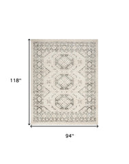 8' x 10' Gray Geometric Distressed Area Rug