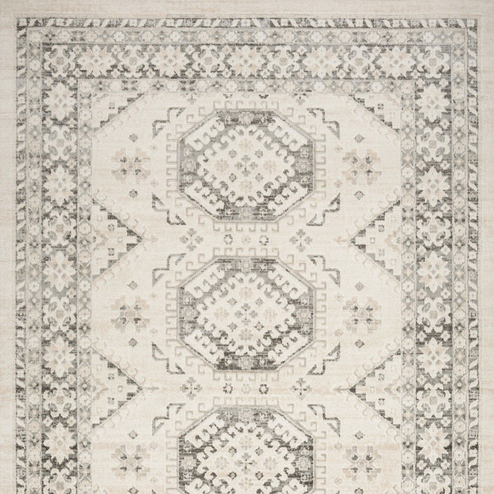 8' x 10' Gray Geometric Distressed Area Rug