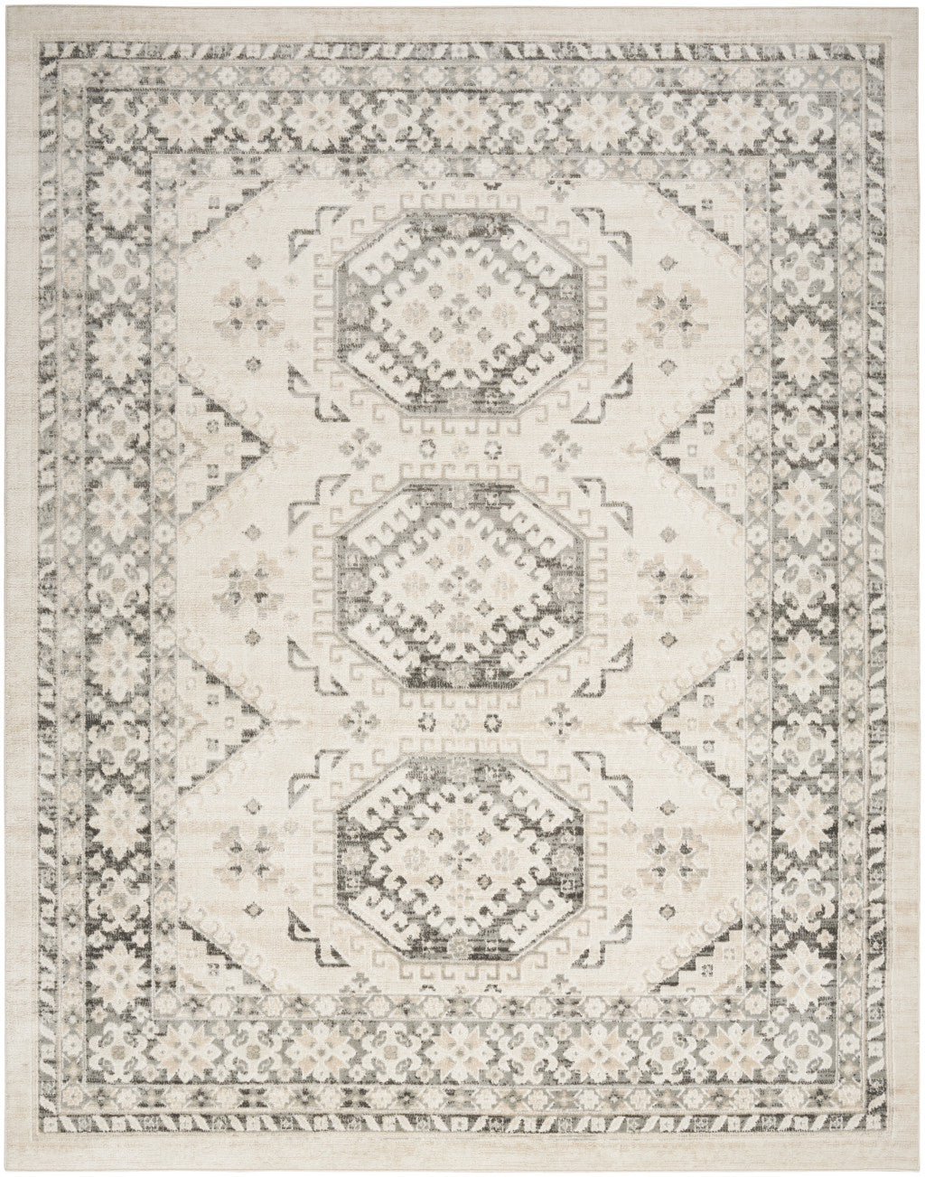 8' x 10' Gray Geometric Distressed Area Rug