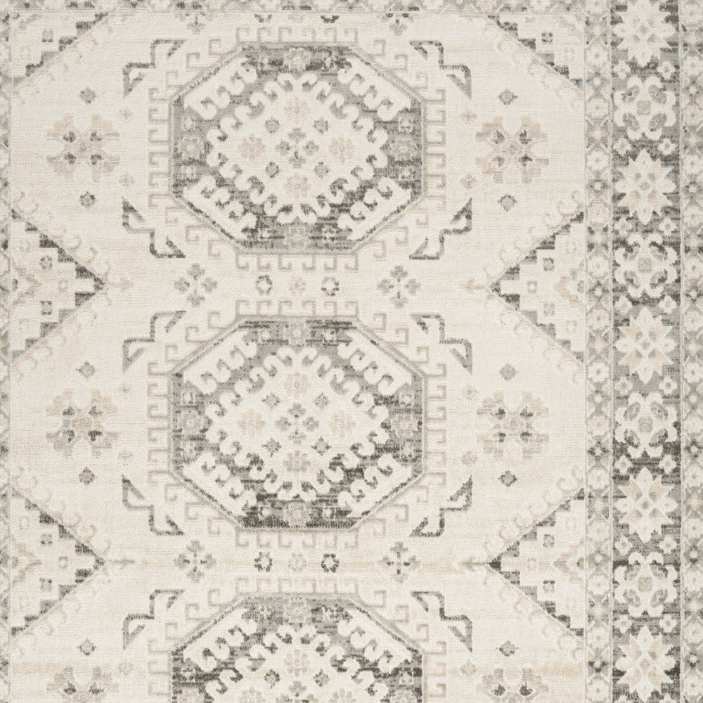 8' x 10' Gray Geometric Distressed Area Rug