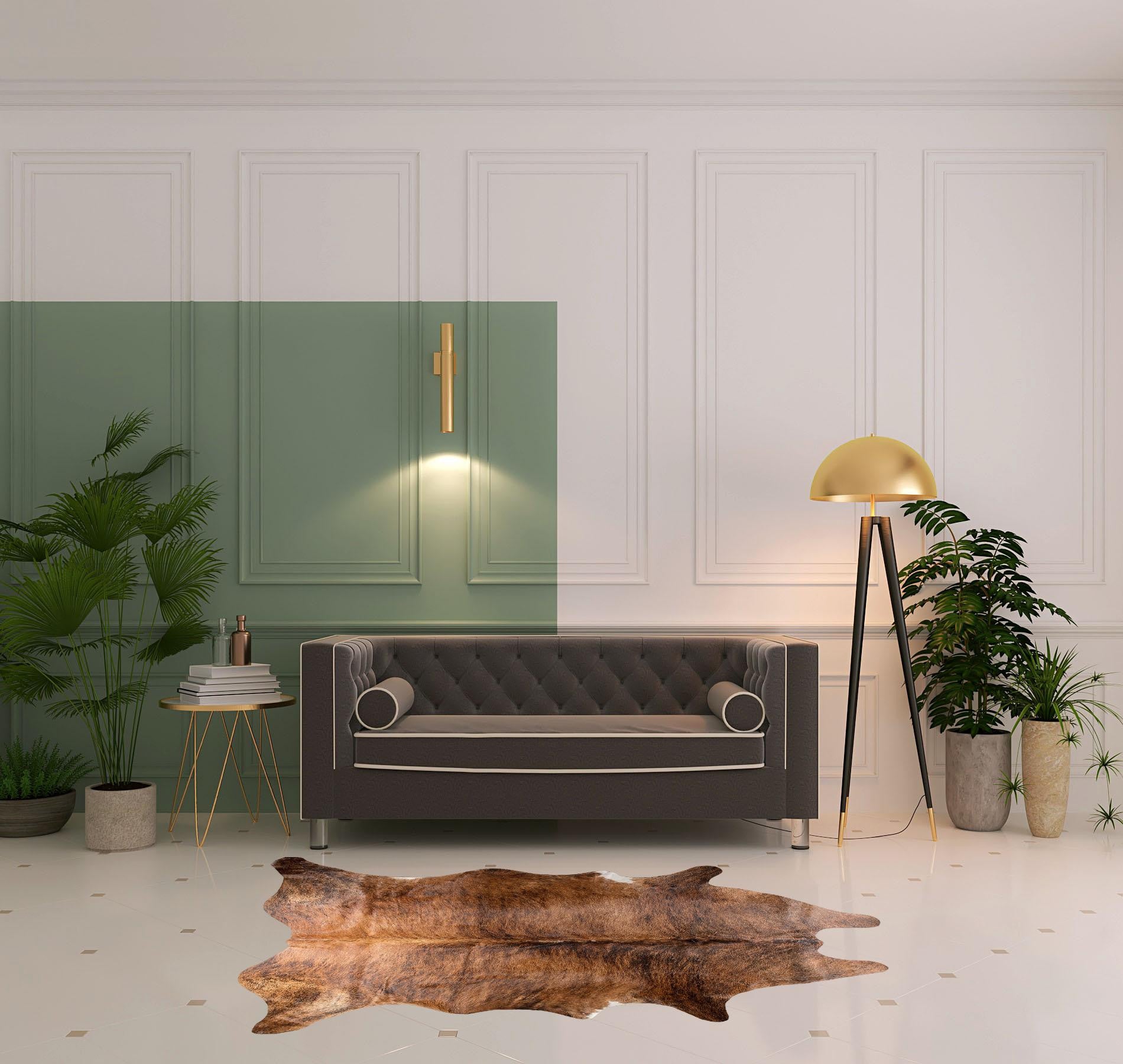 5' x 7' Brown Cowhide Hand Knotted Area Rug