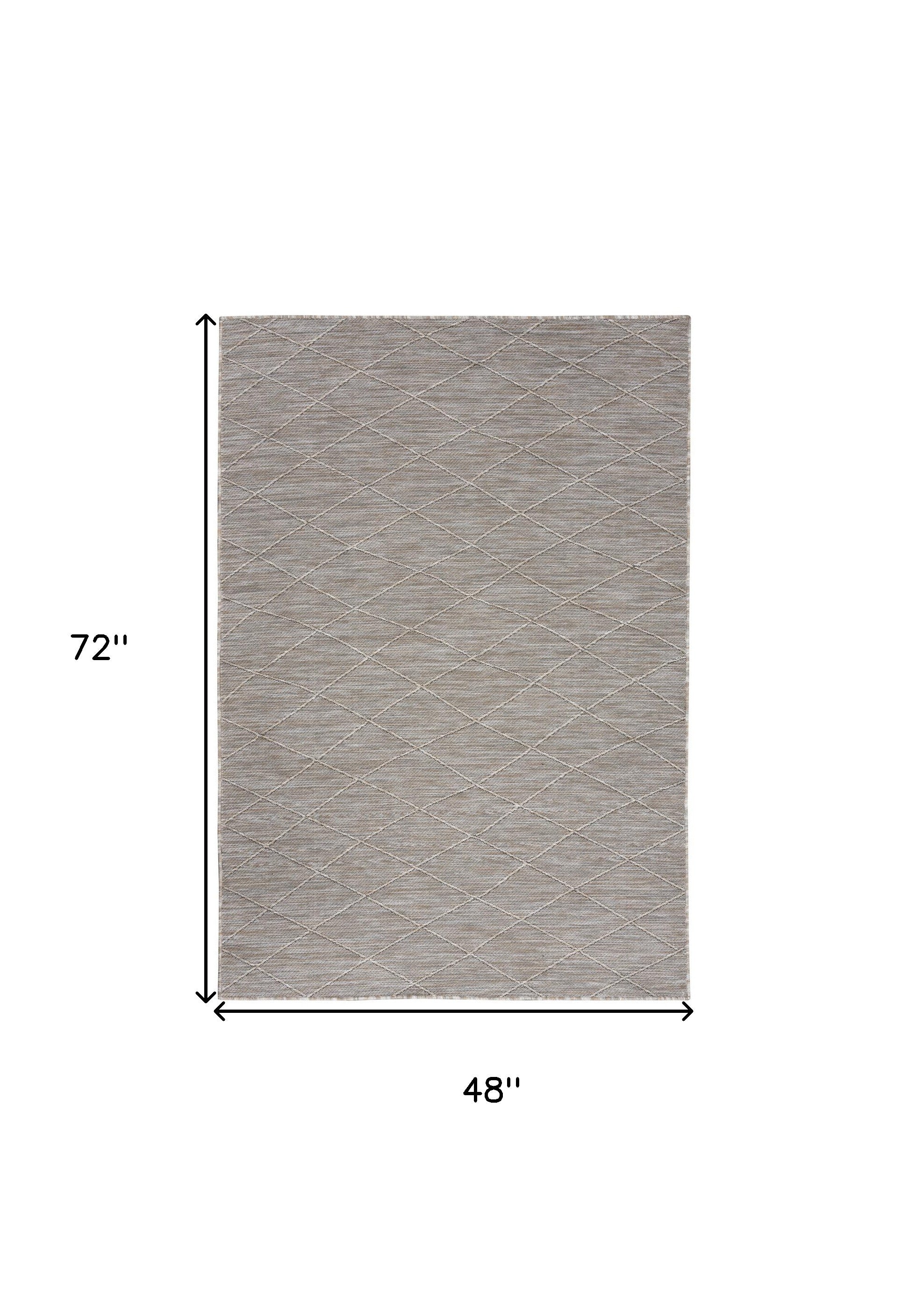 4' x 6' Gray Geometric Power Loom Non Skid Area Rug