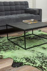 6' x 7' Green and Black Cowhide Hand Knotted Area Rug