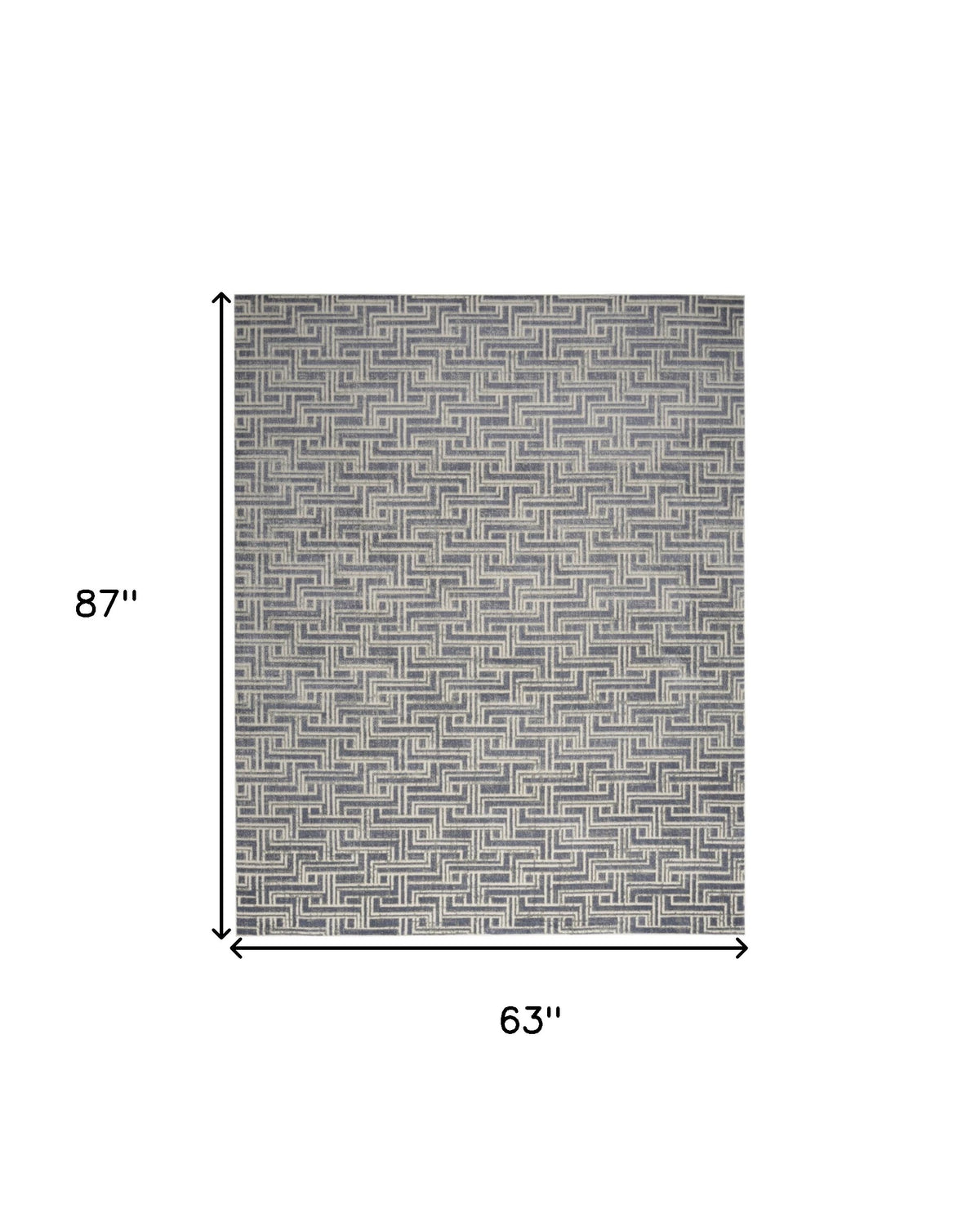 5' x 7' Blue Geometric Distressed Area Rug