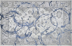 5' x 8' Navy Blue Abstract Area Rug