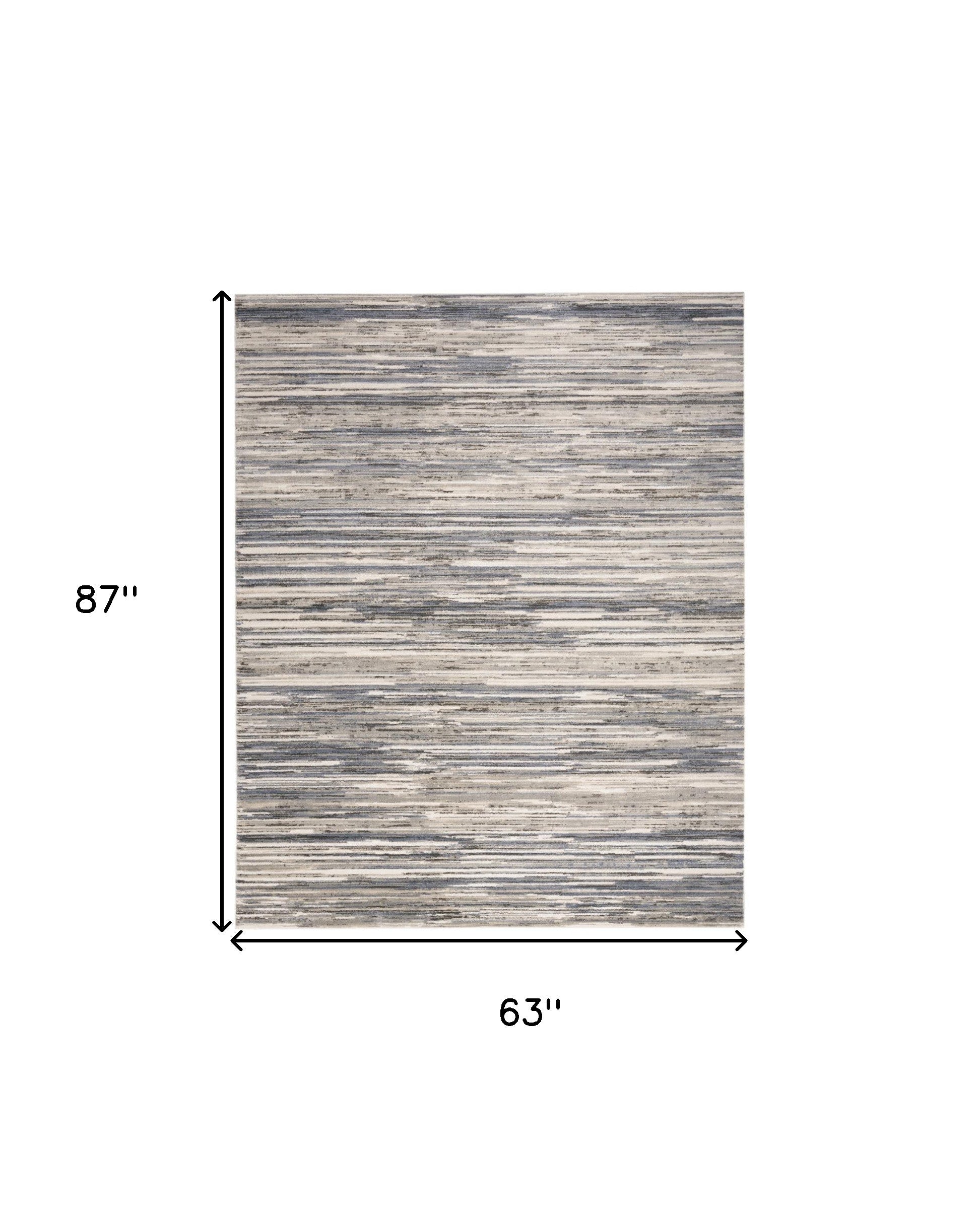 5' x 7' Cream Abstract Distressed Area Rug