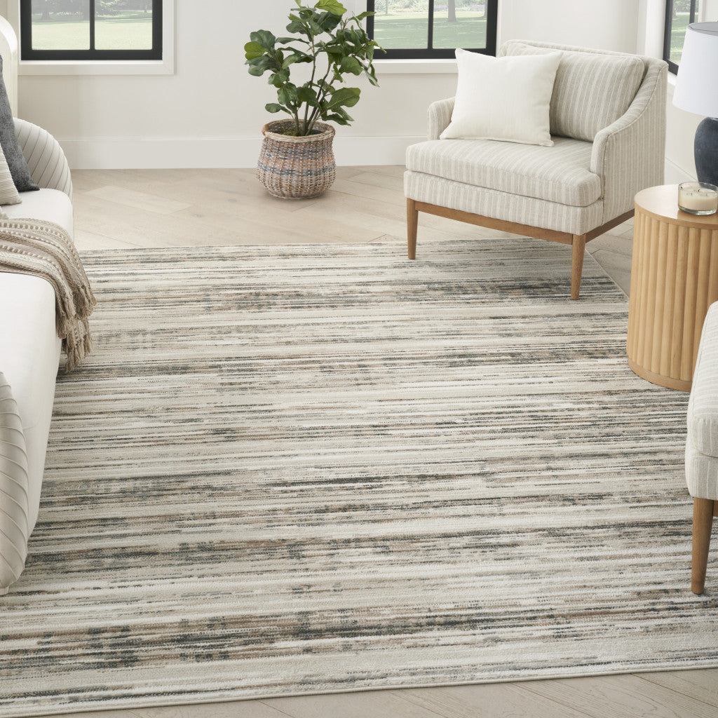 8' x 10' Cream Abstract Distressed Area Rug