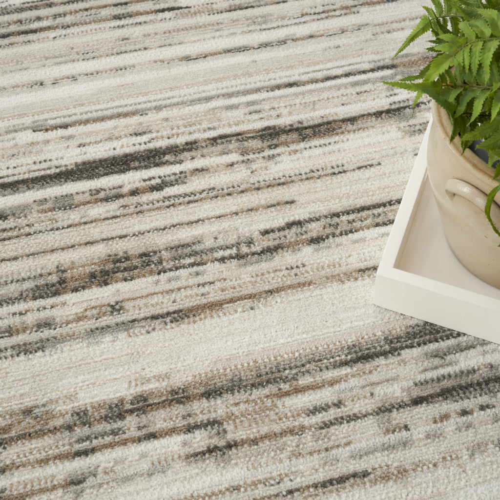 8' x 10' Cream Abstract Distressed Area Rug
