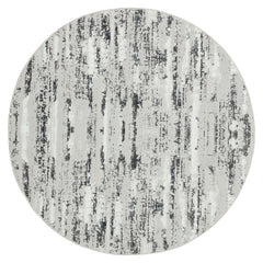 4' Silver Round Abstract Washable Non Skid Area Rug