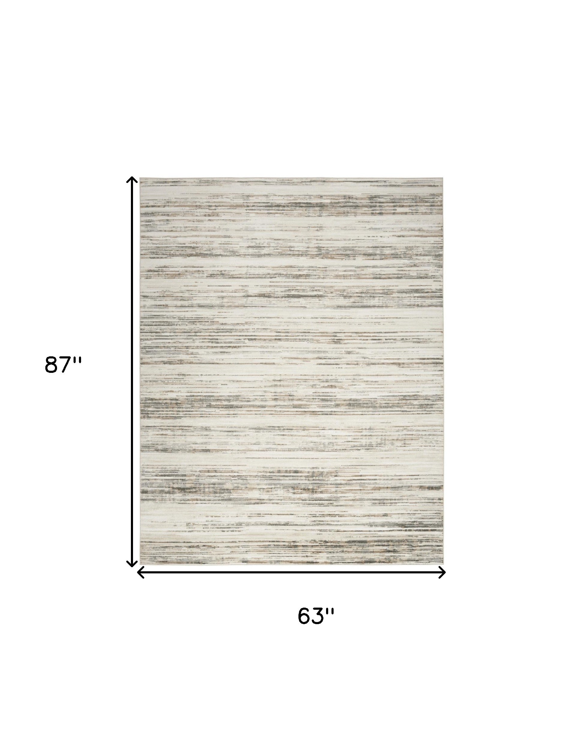 5' x 7' Cream Abstract Distressed Area Rug