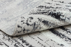 4' Silver Round Abstract Washable Non Skid Area Rug