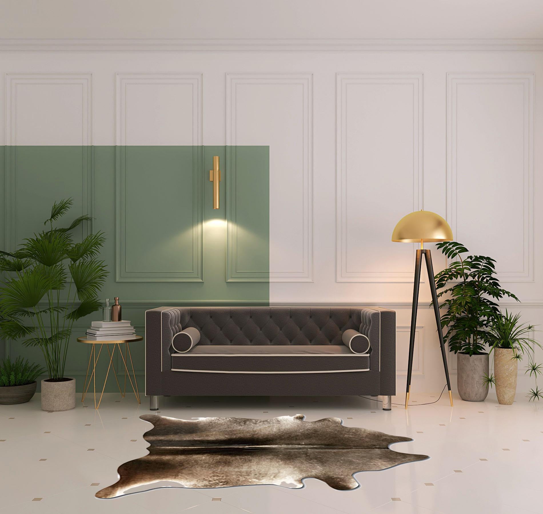 6' x 7' Brown Cowhide Hand Knotted Area Rug