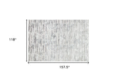10' x 13' Silver Abstract Washable Non Skid Area Rug