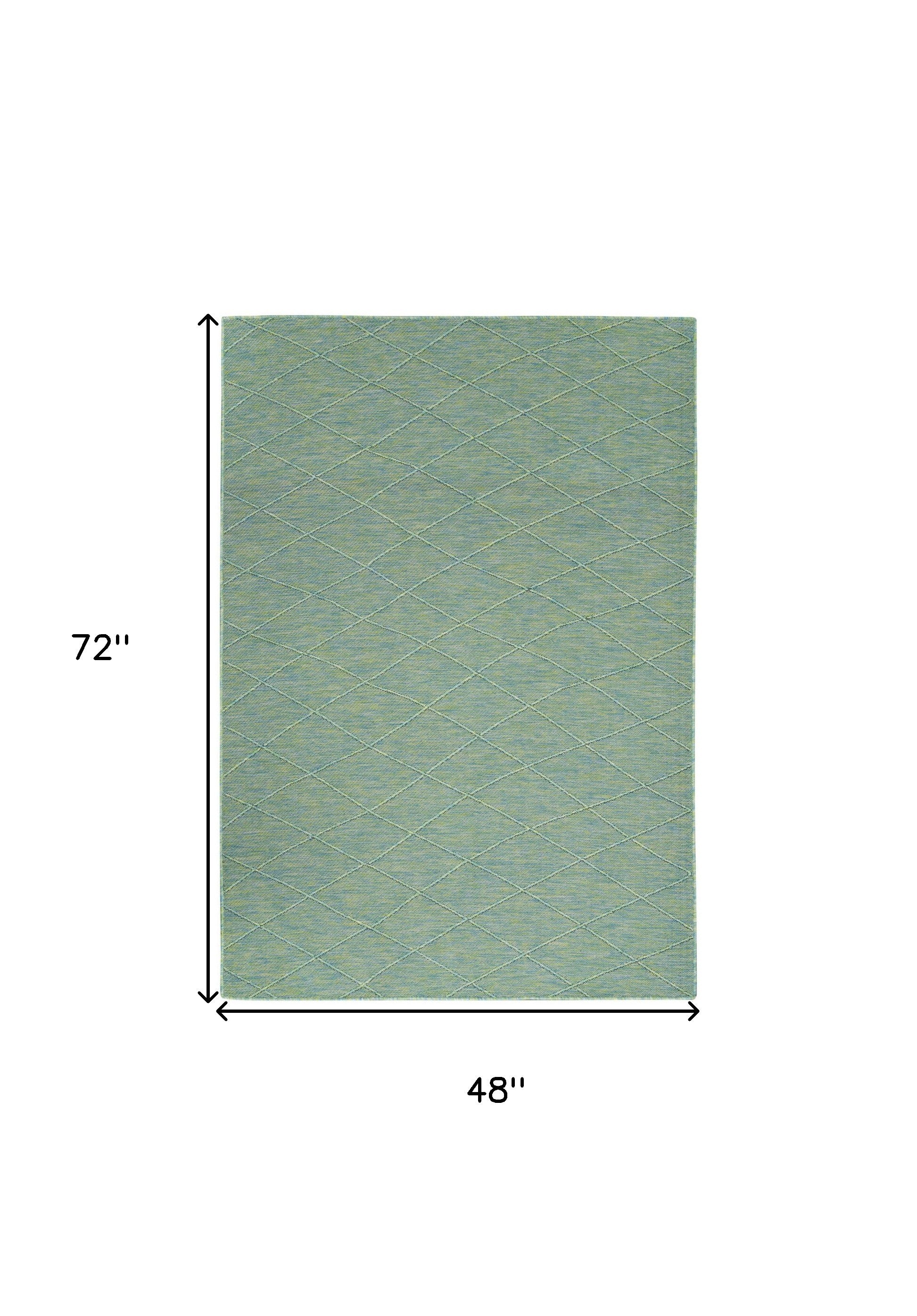 4' x 6' Blue Geometric Power Loom Non Skid Area Rug