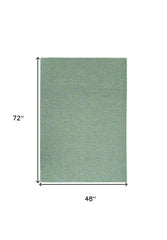 4' x 6' Blue Geometric Power Loom Non Skid Area Rug